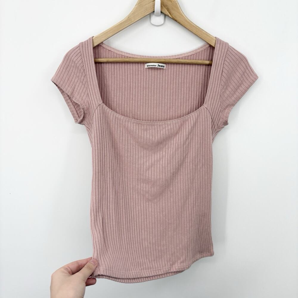 Reformation Top Small Pink Soft Crop Stretch Luxury Capsule Parisian Coquette - Picture 2 of 8